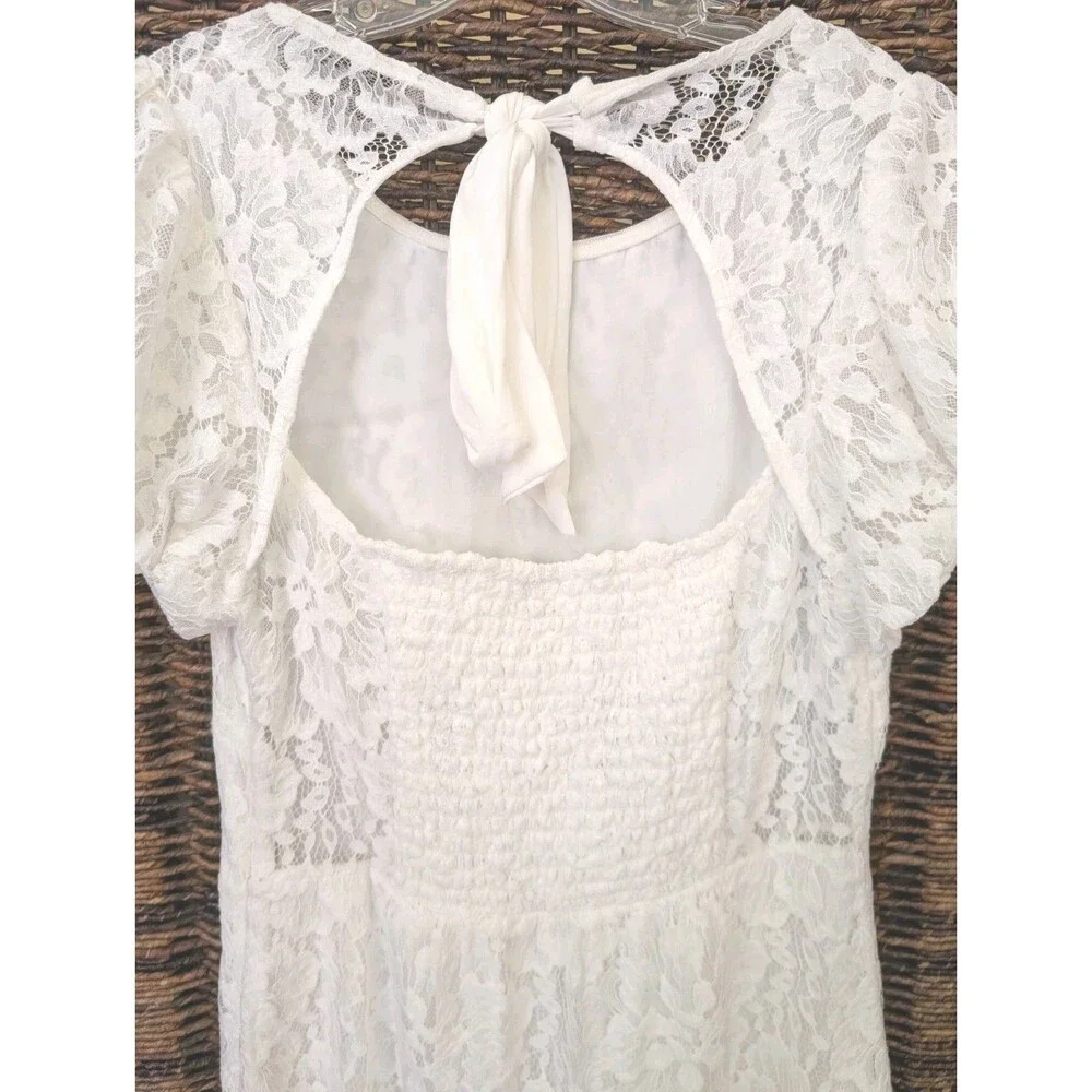Free People Hailee Mini Dress Medium White Fairy Cottagecore Romantic Wedding